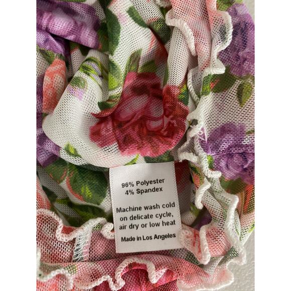 RESA Sloane Mesh Long-sleeved Short Mini Dress in Rose Vintage Floral Print XS - Picture 8 of 9